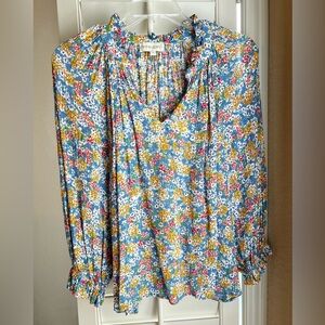 Cynthia Rowley Floral Blouse - Blue, Yellow, Red